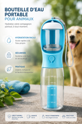 Bouteille d'eau portable multifonctionnelle 3 en 1 pour chat et chien, avec distributeur de nourriture et de déjections. Anti-fuites. Accessoires pour animaux de compagnie.