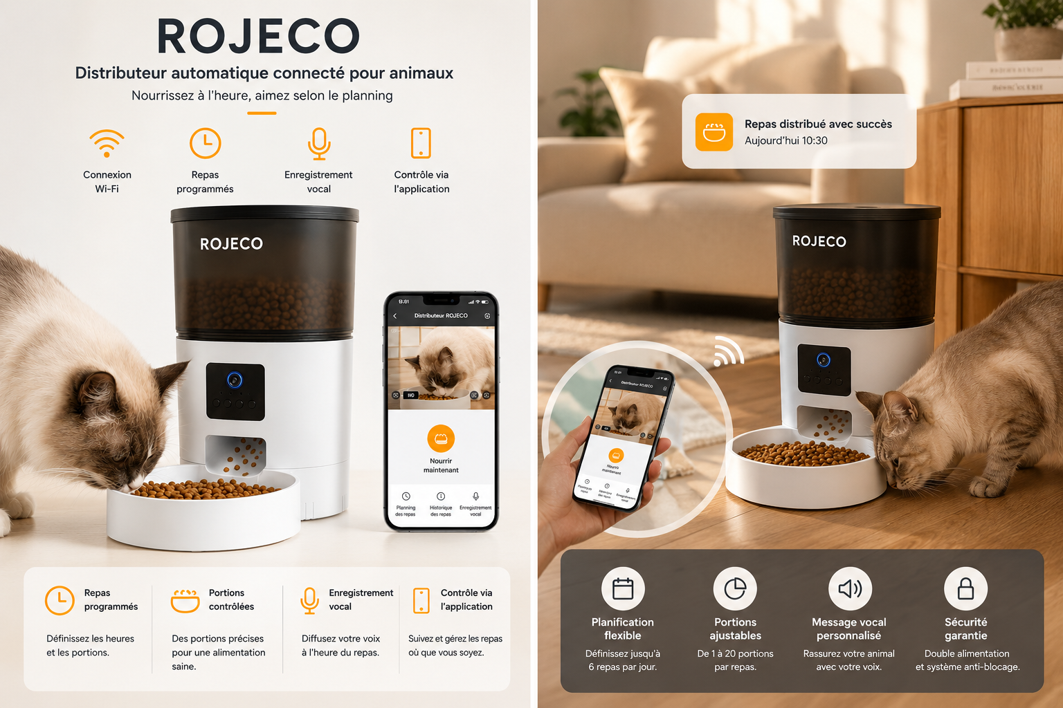 Distributeur automatique de croquettes avec caméra HD et contrôle intelligent