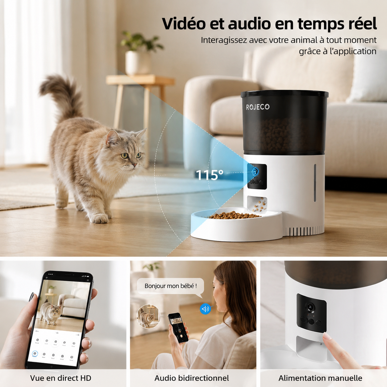 Distributeur automatique de croquettes avec caméra HD et contrôle intelligent