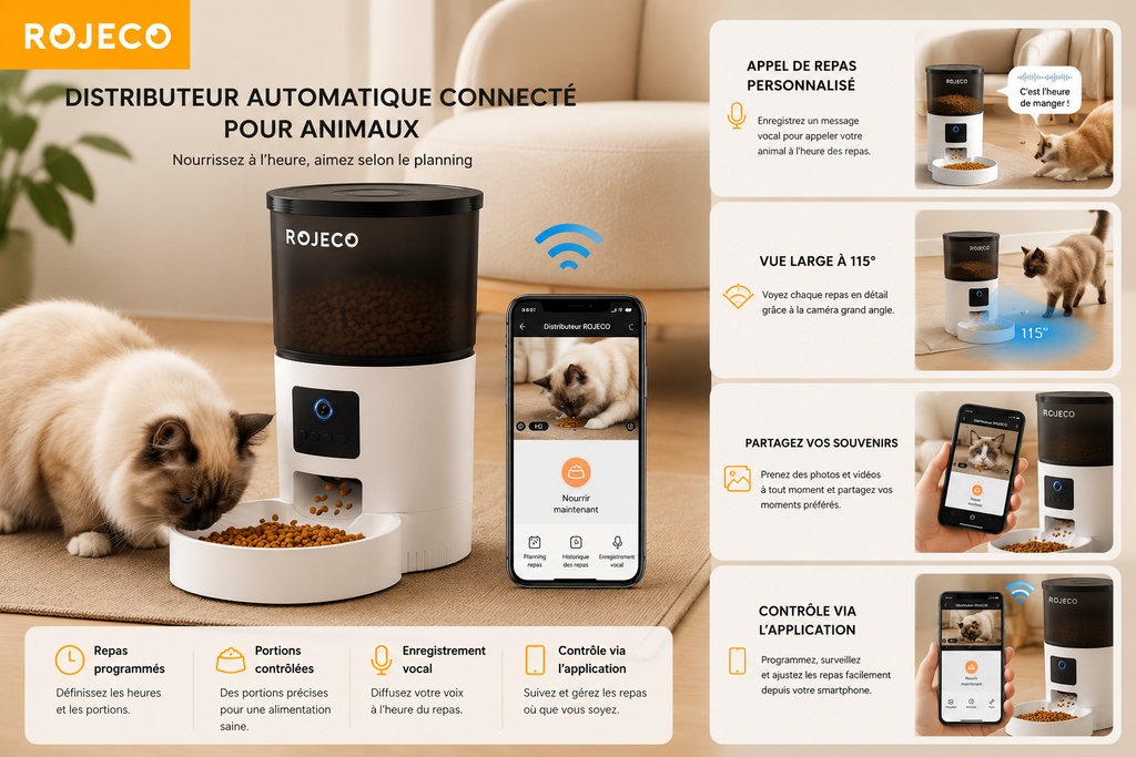 Distributeur automatique de croquettes avec caméra HD et contrôle intelligent