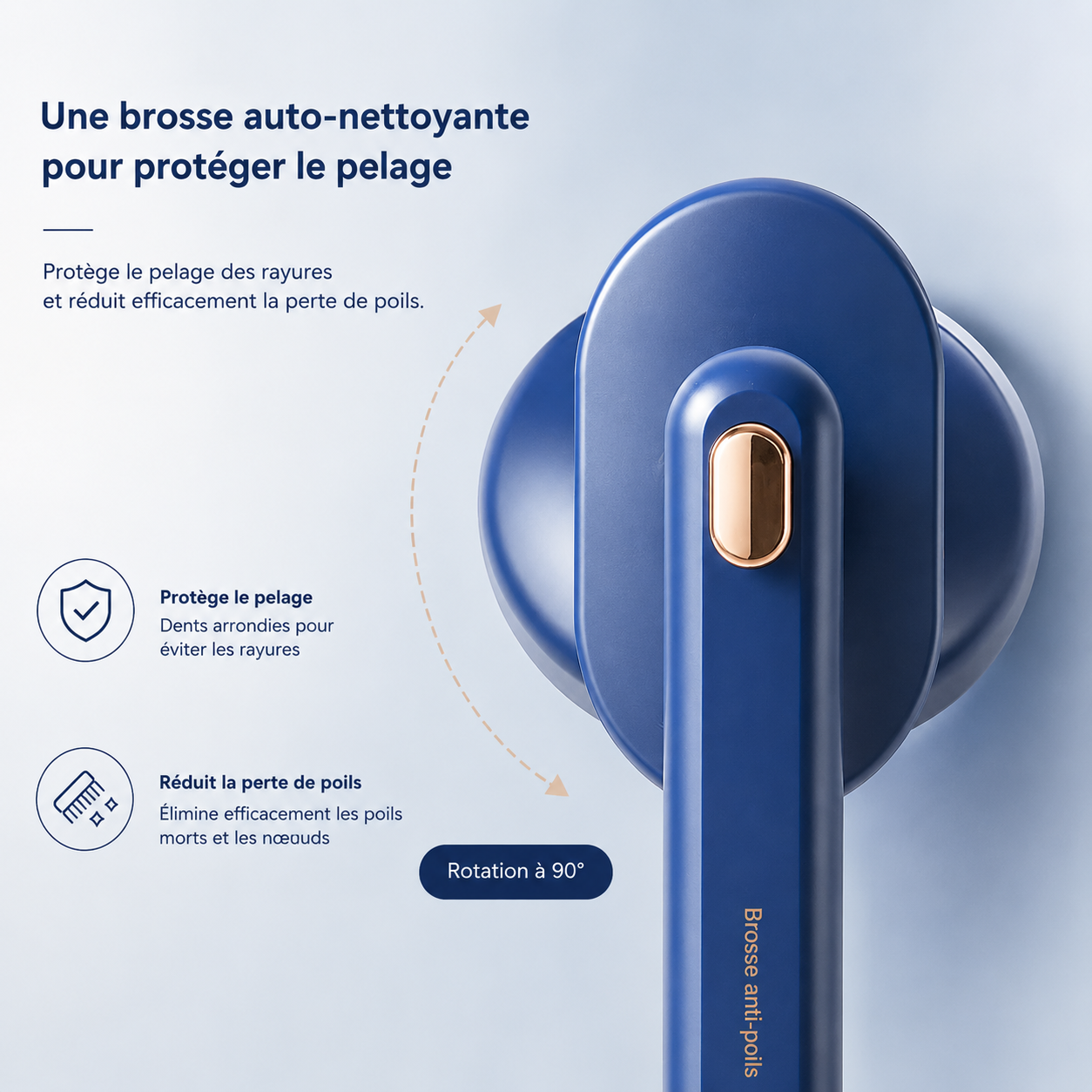 Peigne pour animaux (chat et chien) : brosse autonettoyante pour éliminer les poils morts, accessoires de toilettage et peigne pour animaux.