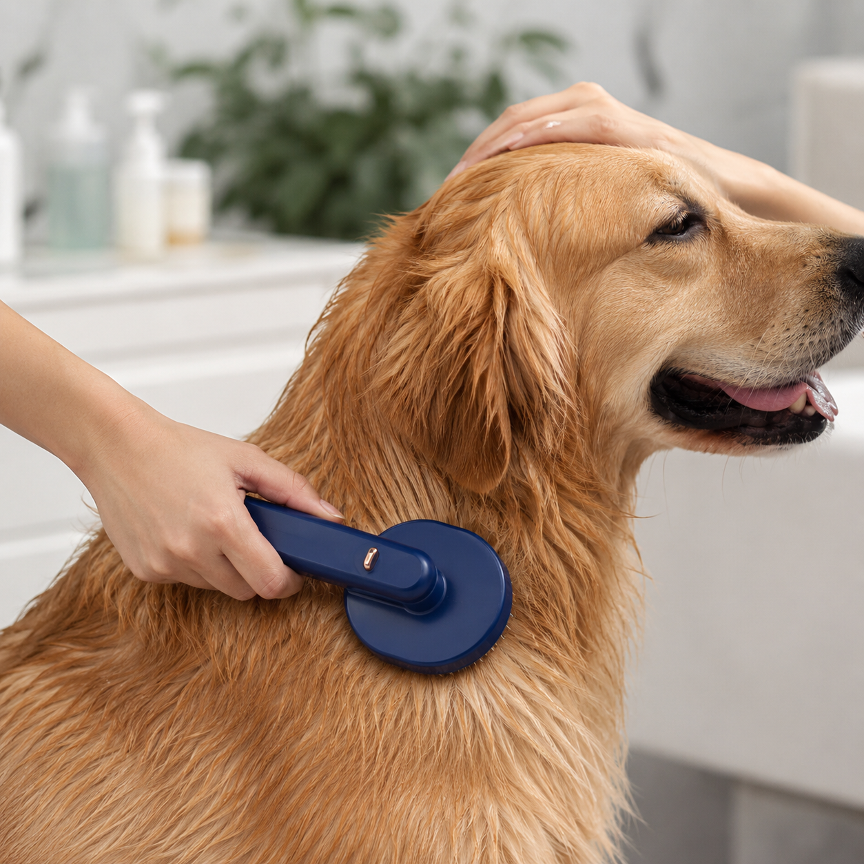 Peigne pour animaux (chat et chien) : brosse autonettoyante pour éliminer les poils morts, accessoires de toilettage et peigne pour animaux.