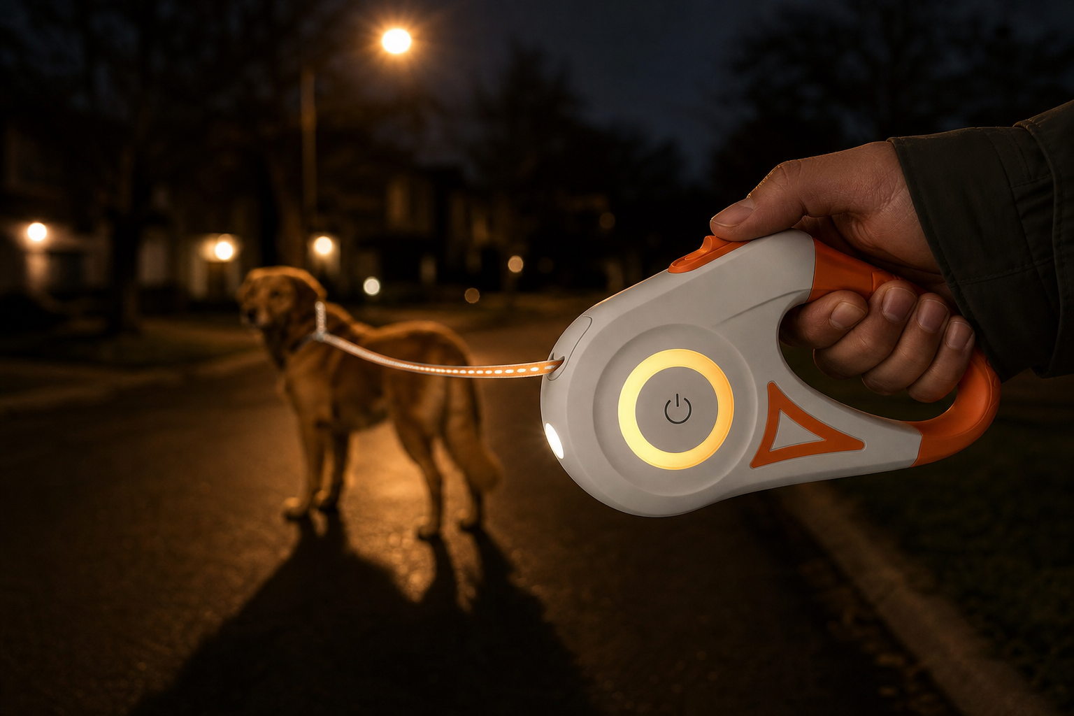 Laisse rétractable ROJECO 5 m pour chien – Promenade jour et nuit